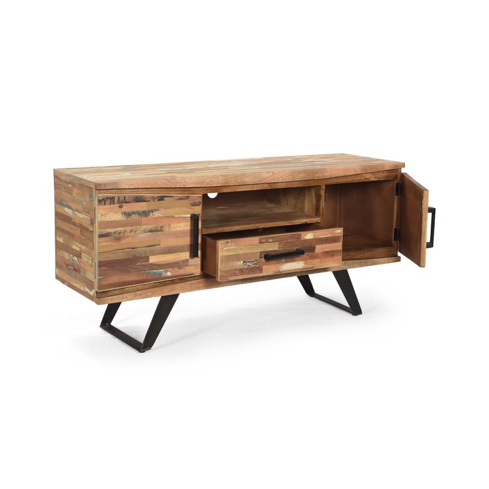 Erica TV Media Console, 2 Cabinets, Drawer, Shelf, 51 Inch Brown Wood -BM323616