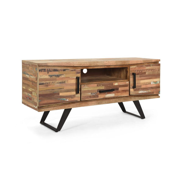 Erica TV Media Console, 2 Cabinets, Drawer, Shelf, 51 Inch Brown Wood