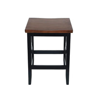 Venta Counter Stool Set of 2, Brown Rubberwood Seat, Black X Legs -BM323617