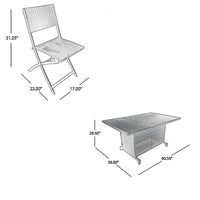 Salida 7pc Outdoor Dining Table Set, 6 Folding Chairs, Gray Rattan -BM323621