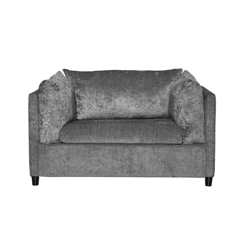Lexie Accent Chair, Dark Gray Fabric, Plush Pillow Accents, Black Wood -BM323622