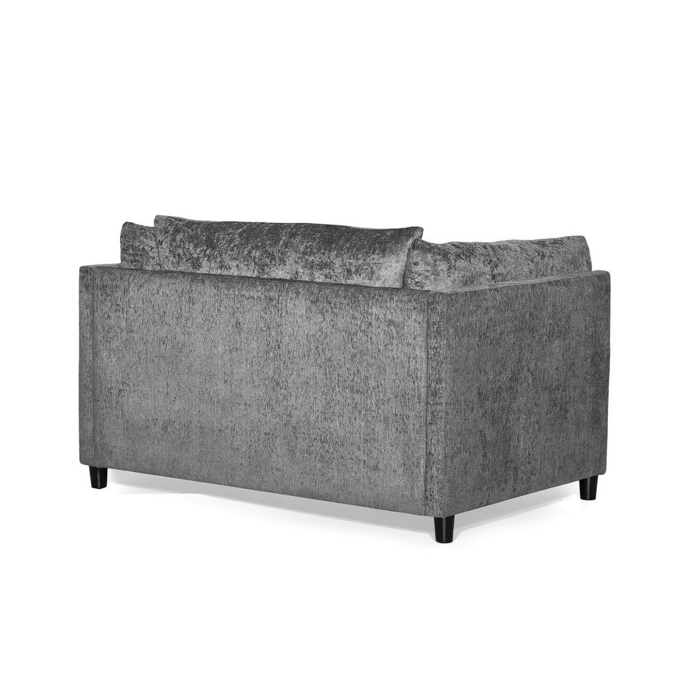 Lexie Accent Chair, Dark Gray Fabric, Plush Pillow Accents, Black Wood -BM323622