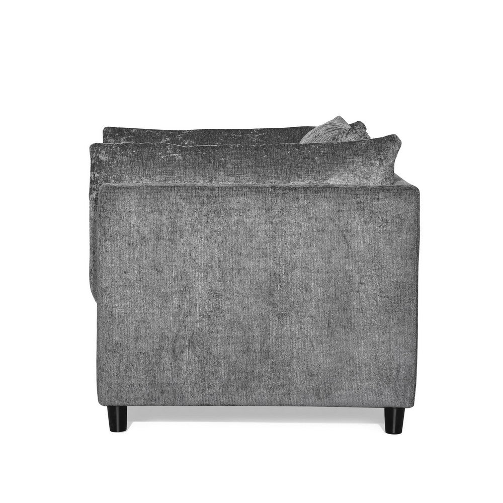 Lexie Accent Chair, Dark Gray Fabric, Plush Pillow Accents, Black Wood -BM323622