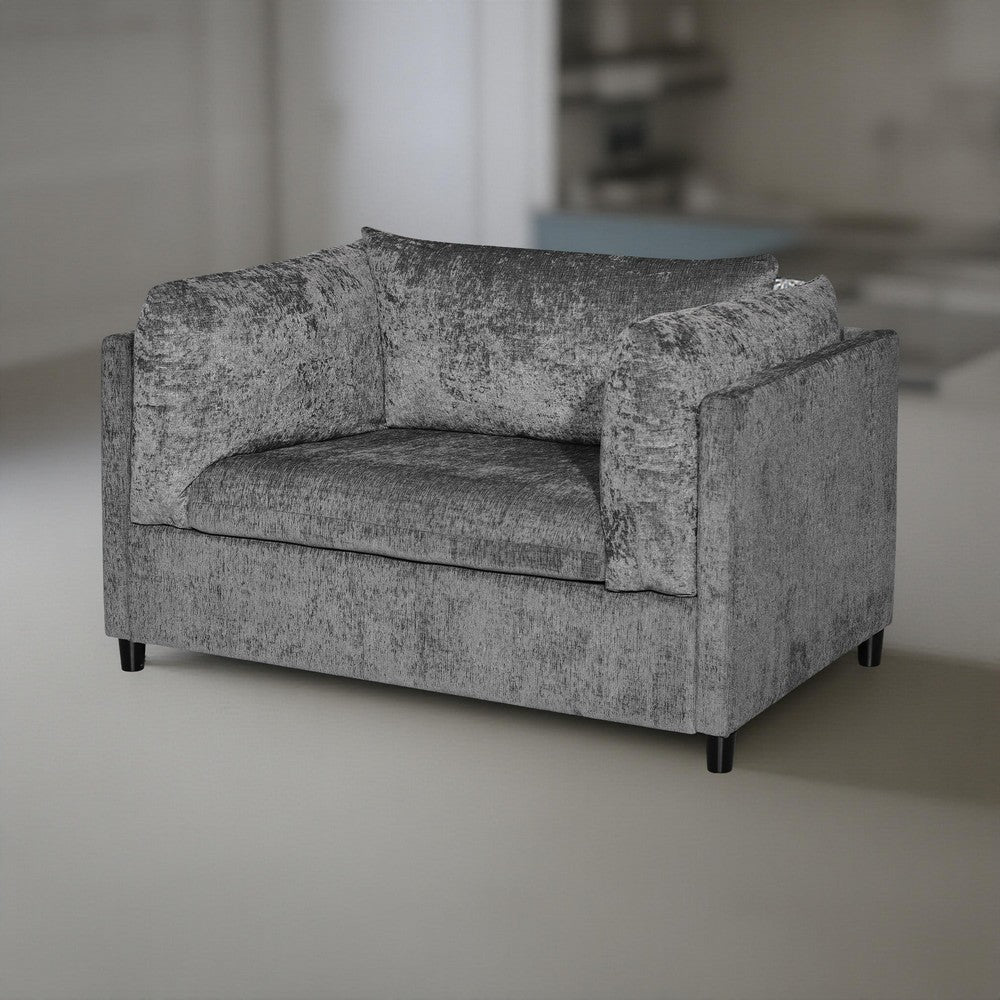 Lexie Accent Chair, Dark Gray Fabric, Plush Pillow Accents, Black Wood -BM323622
