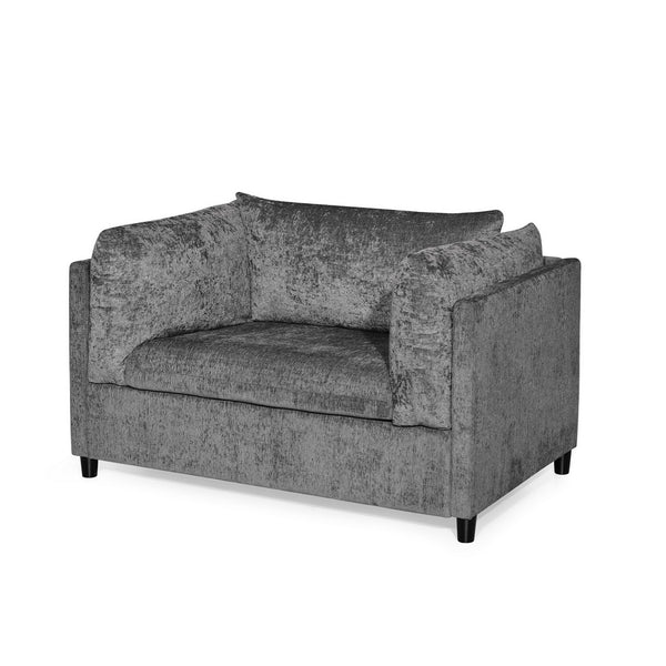 Lexie Accent Chair, Dark Gray Fabric, Plush Pillow Accents, Black Wood -BM323622