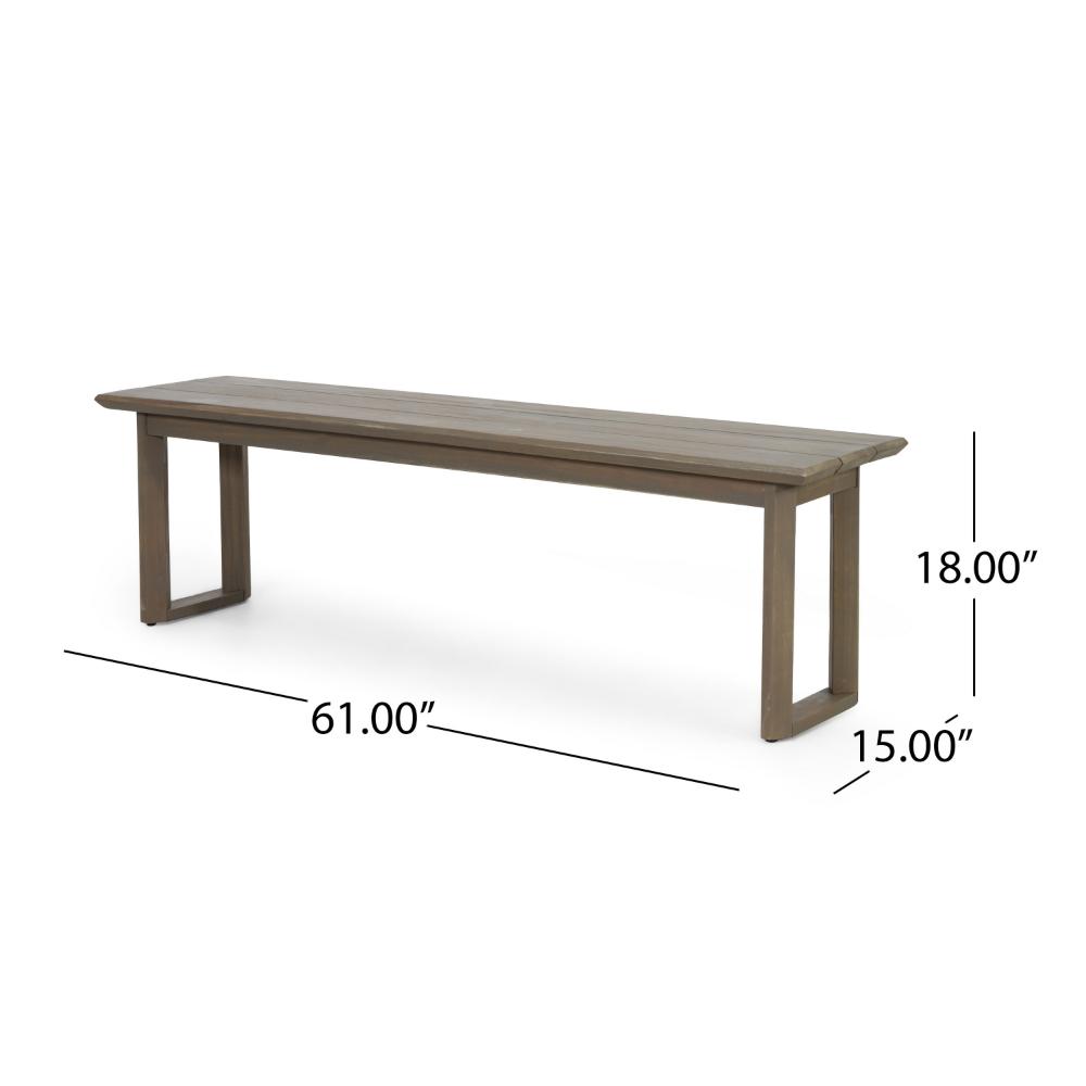 Geny Outdoor Accent Bench, Rugged Design, 61 Inch Brown Acacia Wood -BM323623