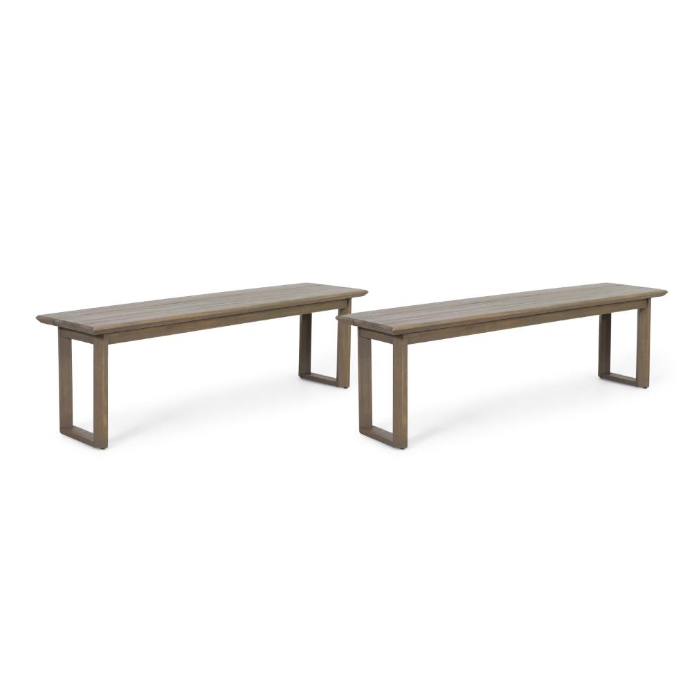 Geny Outdoor Accent Bench, Rugged Design, 61 Inch Brown Acacia Wood
