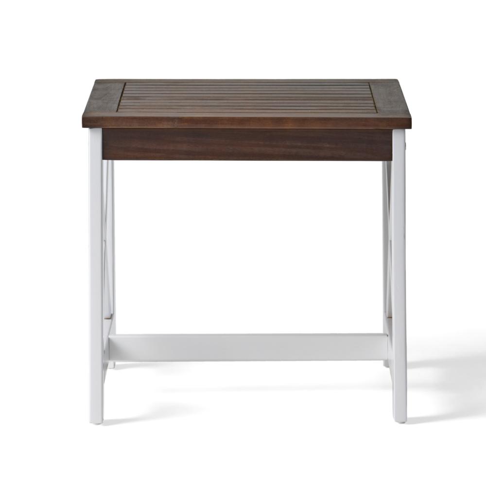 Riza Side End Table, Square 20 Inch Top, Dark Brown, White Acacia Wood -BM323624