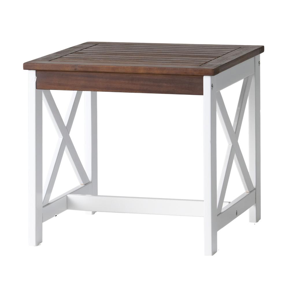 Riza Side End Table, Square 20 Inch Top, Dark Brown, White Acacia Wood -BM323624