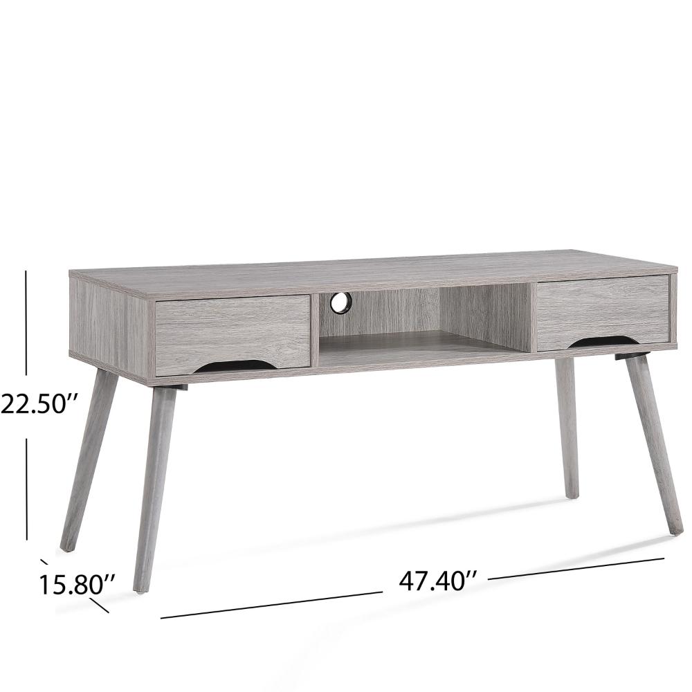Caden TV Media Entertainment Console, 2 Drawers, 1 Shelf, Gray 47 Inch -BM323626