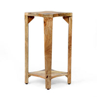 Suomi Side Table, Elegant Carved with Bottom Shelf, 13 Inch Brown Wood -BM323633