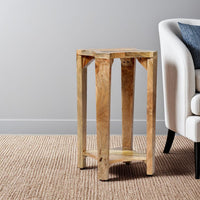 Suomi Side Table, Elegant Carved with Bottom Shelf, 13 Inch Brown Wood -BM323633