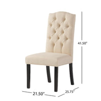 Kevy Dining Chair Set of 2, Solid Wood, Natural Beige Tufted Linen -BM323635