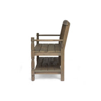 Ikra Outdoor Bench, Built-In Shelf, 51 Inch, Carved Gray Acacia Wood -BM323638