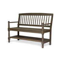 Ikra Outdoor Bench, Built-In Shelf, 51 Inch, Carved Gray Acacia Wood -BM323638