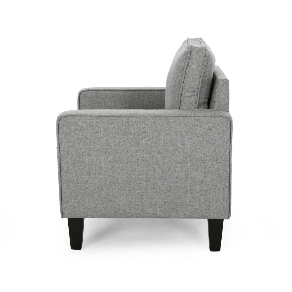 Siena Accent Chair, Box Edges, Brown Birch Wood Legs, Gray Polyester -BM323641