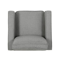 Siena Accent Chair, Box Edges, Brown Birch Wood Legs, Gray Polyester -BM323641