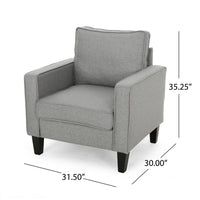 Siena Accent Chair, Box Edges, Brown Birch Wood Legs, Gray Polyester -BM323641