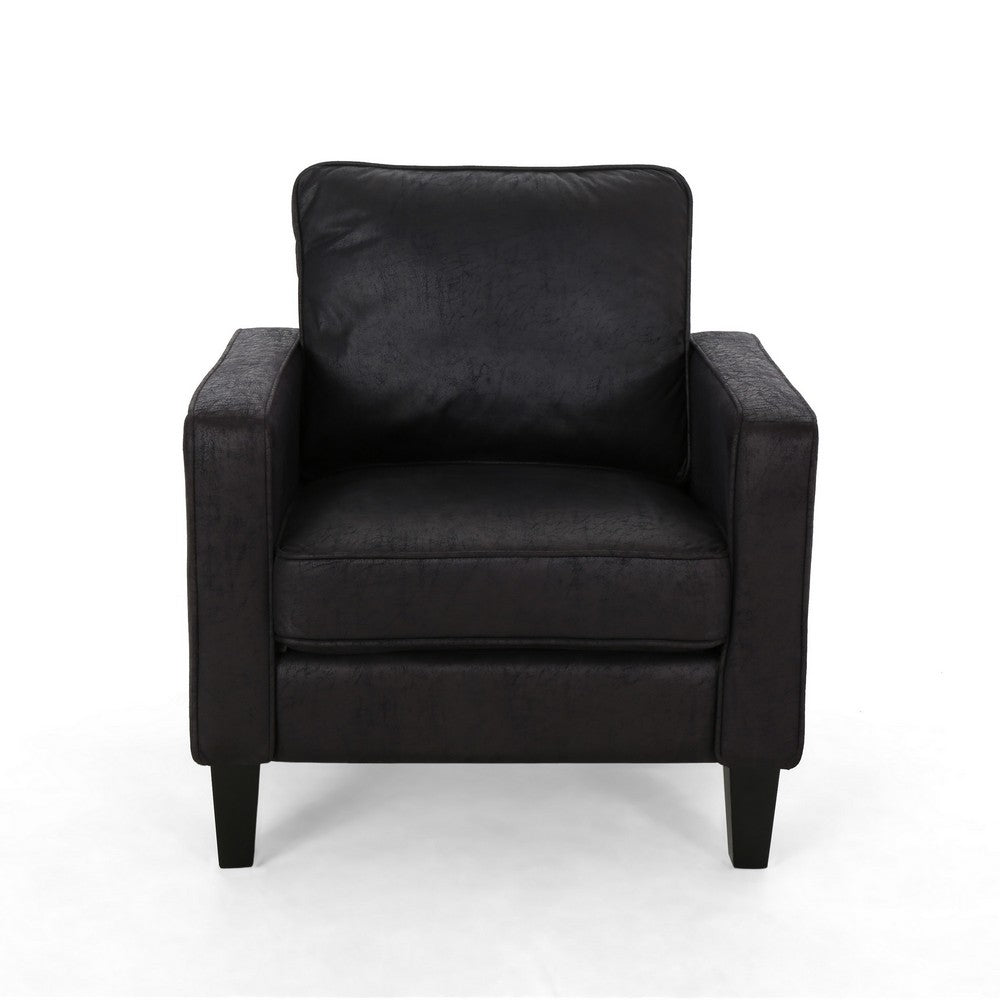 Siena Accent Chair, Box Edges, Brown Birch Wood, Rich Black Fabric -BM323642