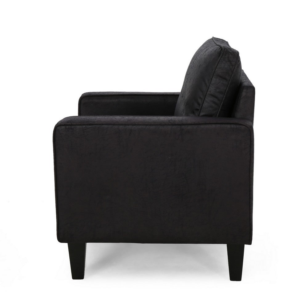 Siena Accent Chair, Box Edges, Brown Birch Wood, Rich Black Fabric -BM323642