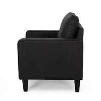 Siena Accent Chair, Box Edges, Brown Birch Wood, Rich Black Fabric -BM323642