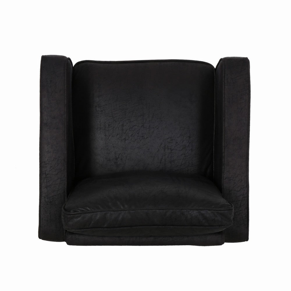 Siena Accent Chair, Box Edges, Brown Birch Wood, Rich Black Fabric -BM323642