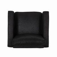 Siena Accent Chair, Box Edges, Brown Birch Wood, Rich Black Fabric -BM323642