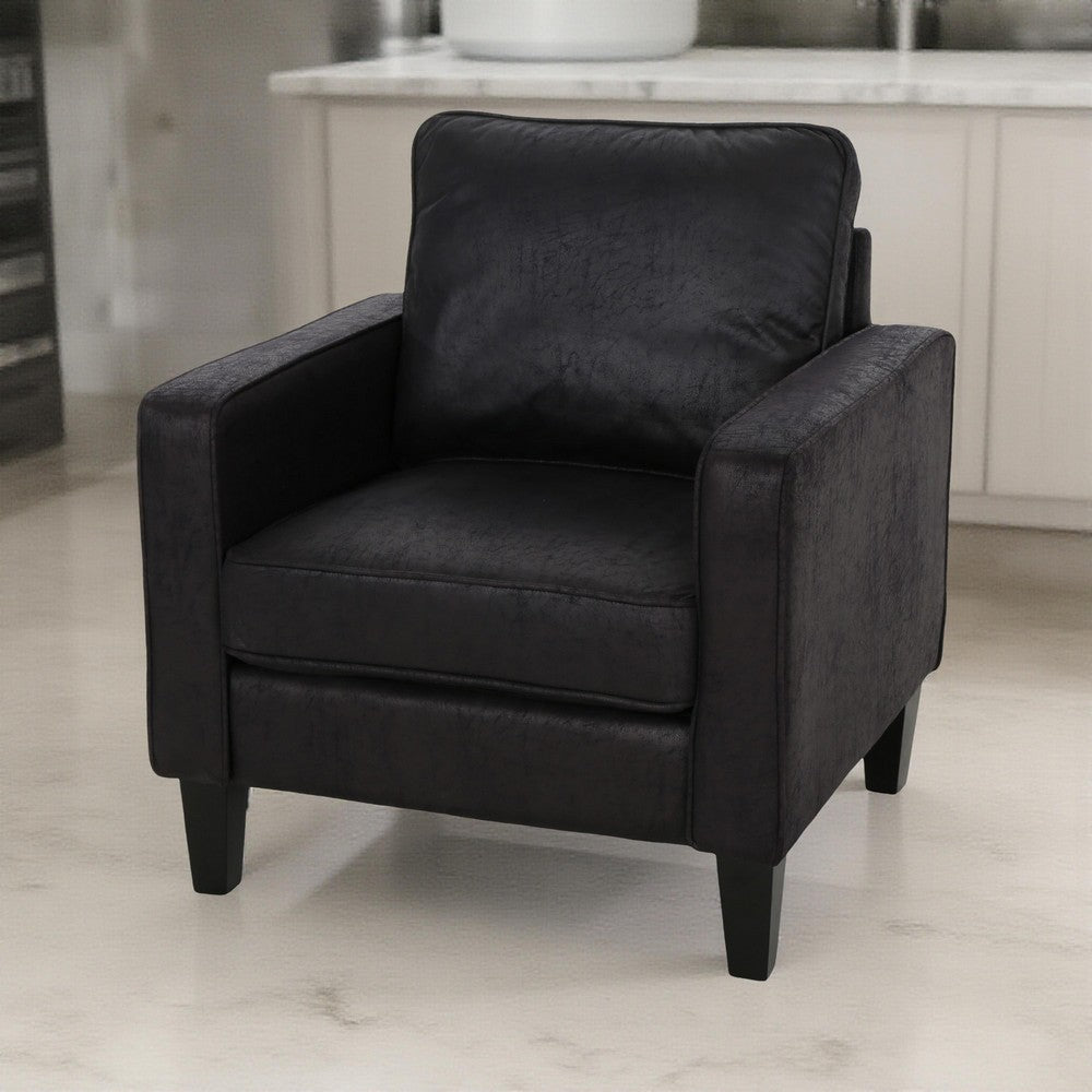 Siena Accent Chair, Box Edges, Brown Birch Wood, Rich Black Fabric -BM323642