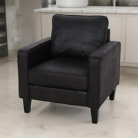 Siena Accent Chair, Box Edges, Brown Birch Wood, Rich Black Fabric -BM323642