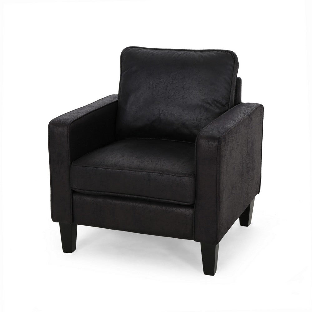 Siena Accent Chair, Box Edges, Brown Birch Wood, Rich Black Fabric -BM323642