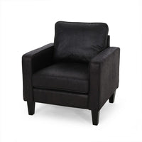 Siena Accent Chair, Box Edges, Brown Birch Wood, Rich Black Fabric -BM323642