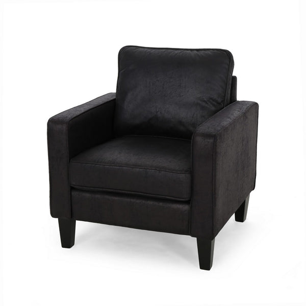 Siena Accent Chair, Box Edges, Brown Birch Wood, Rich Black Fabric -BM323642
