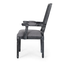 Amme Dining Chair Set of 2, Cane Backrest, Rubberwood, Gray Polyester -BM323644