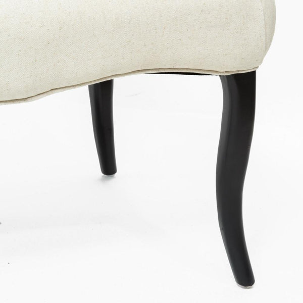 Aden Armless Dining Chair Set of 2, Espresso Wood, White Tufted Linen -BM323645