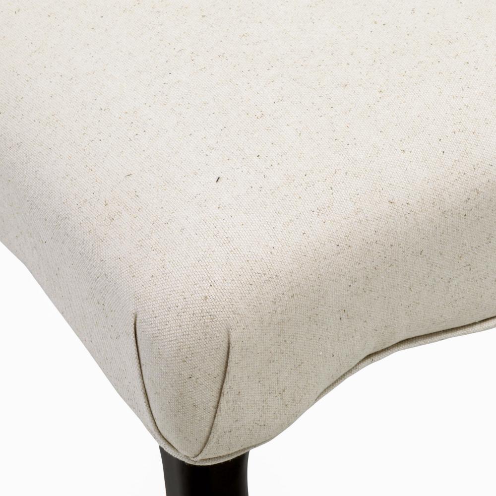 Aden Armless Dining Chair Set of 2, Espresso Wood, White Tufted Linen -BM323645