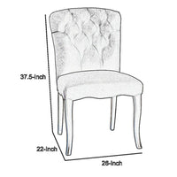 Aden Armless Dining Chair Set of 2, Espresso Wood, White Tufted Linen -BM323645