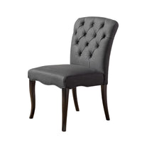 Aden Armless Dining Chair Set of 2, Espresso Brown, Black Tufted Linen -BM323646