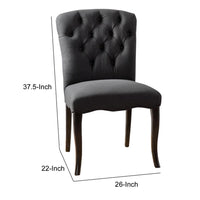 Aden Armless Dining Chair Set of 2, Espresso Brown, Black Tufted Linen -BM323646