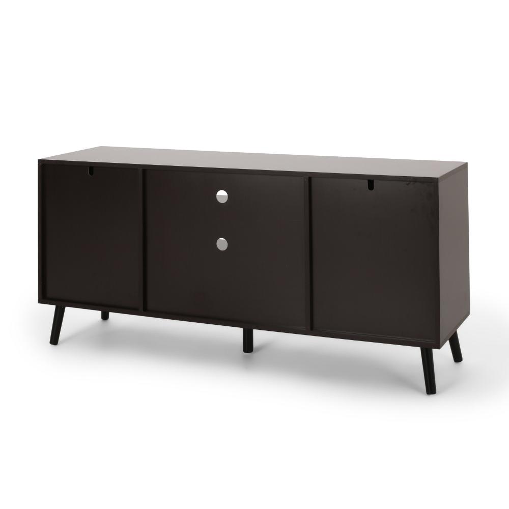 TV Media Entertainment Console, 4 Drawers 3 Shelves, Dark Brown Wood -BM323649