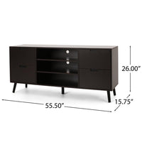 TV Media Entertainment Console, 4 Drawers 3 Shelves, Dark Brown Wood -BM323649