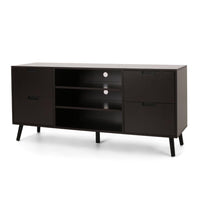 TV Media Entertainment Console, 4 Drawers 3 Shelves, Dark Brown Wood