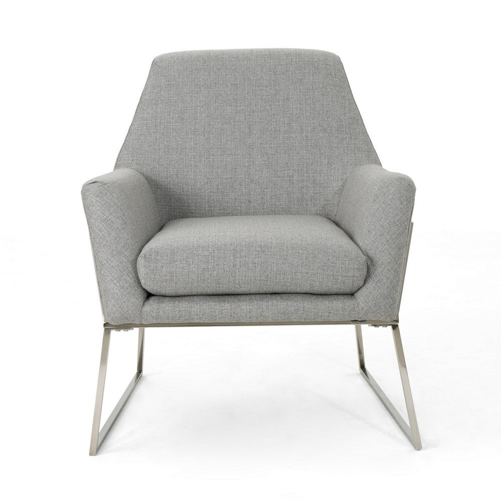 Accent Chair, Retro Style Chrome Stainless Steel Base, Plush Gray -BM323650