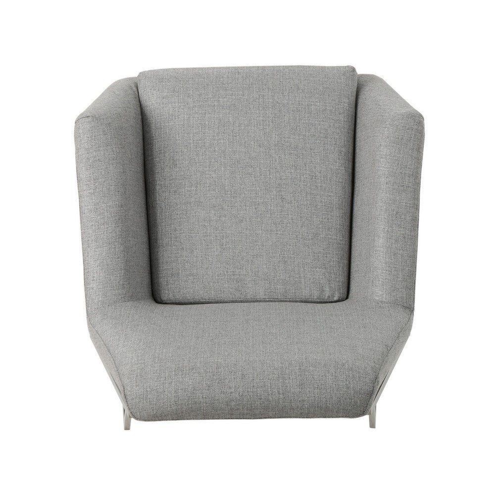 Accent Chair, Retro Style Chrome Stainless Steel Base, Plush Gray -BM323650