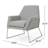 Accent Chair, Retro Style Chrome Stainless Steel Base, Plush Gray -BM323650