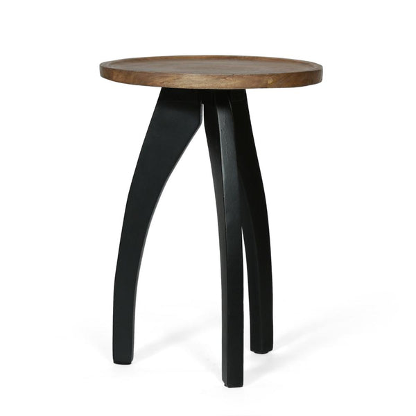 End Table with Spider Legs, 16 Inch Natural Mango Wood, Black Iron -BM323651
