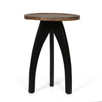 End Table with Spider Legs, 16 Inch Natural Mango Wood, Black Iron -BM323651