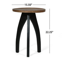 End Table with Spider Legs, 16 Inch Natural Mango Wood, Black Iron -BM323651