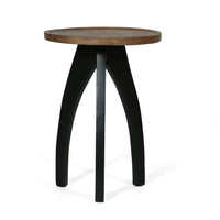 End Table with Spider Legs, 16 Inch Natural Mango Wood, Black Iron