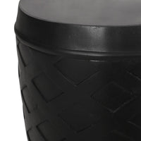 Outdoor Side End Table, 16 Inch Lattice Pattern, Black Concrete Finish -BM323653