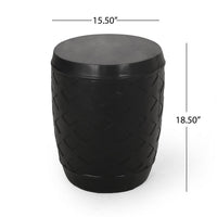 Outdoor Side End Table, 16 Inch Lattice Pattern, Black Concrete Finish -BM323653